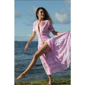 💕LOVESHACKFANCY💕 Edie Midi Dress ~ Island Pink Hand Dye Medium M NWT